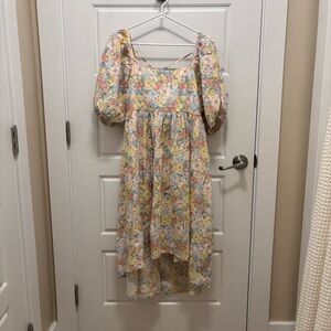 Jillian Harris x Joe Fresh Floral Pastel Linen & Cotton Midi Dress size M
